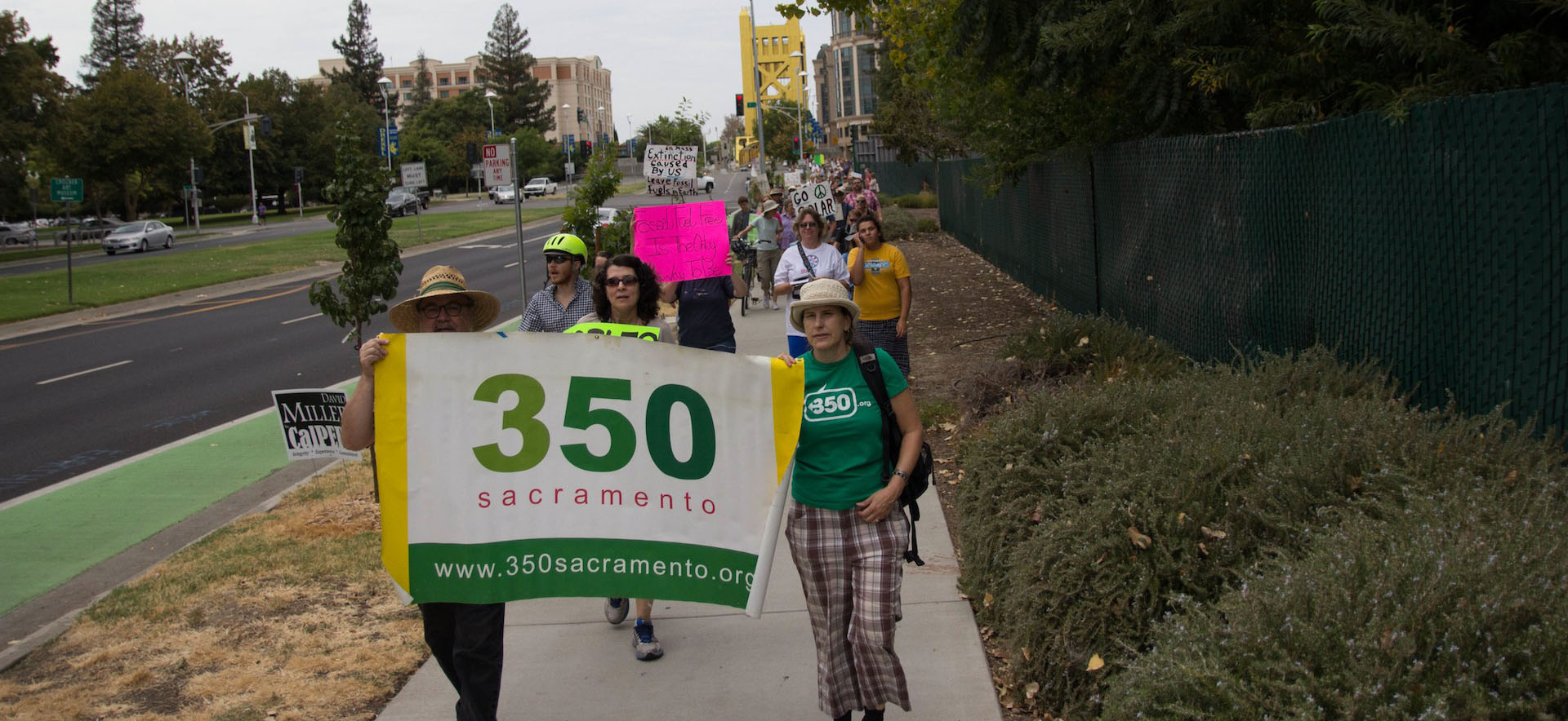 350 Sacramento volunteers marching
