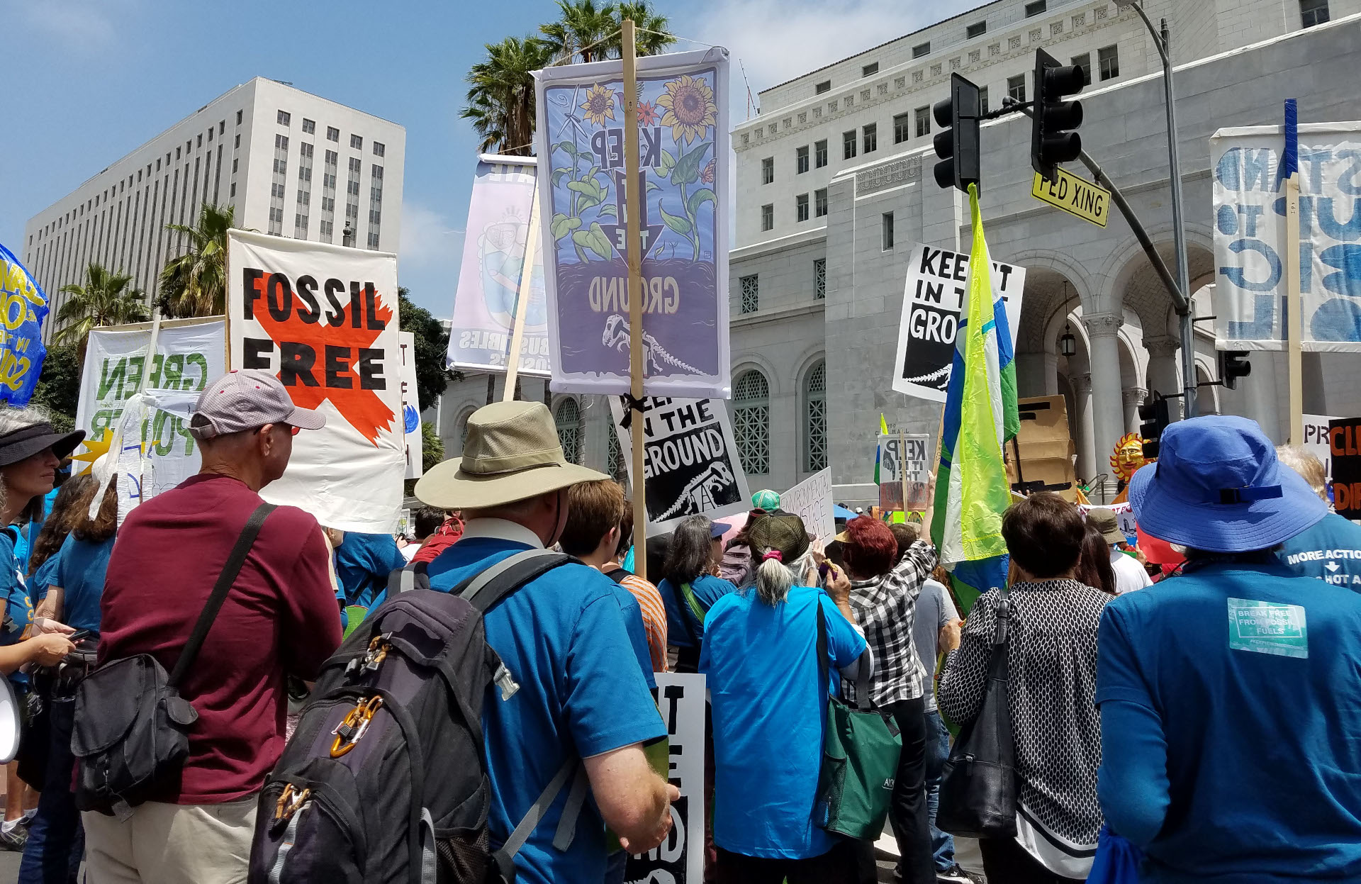 participants at the Fossil Free LA march