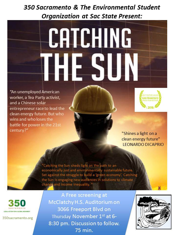 flyer for screening of Catching the Sun