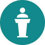 icon of person standing at a podium